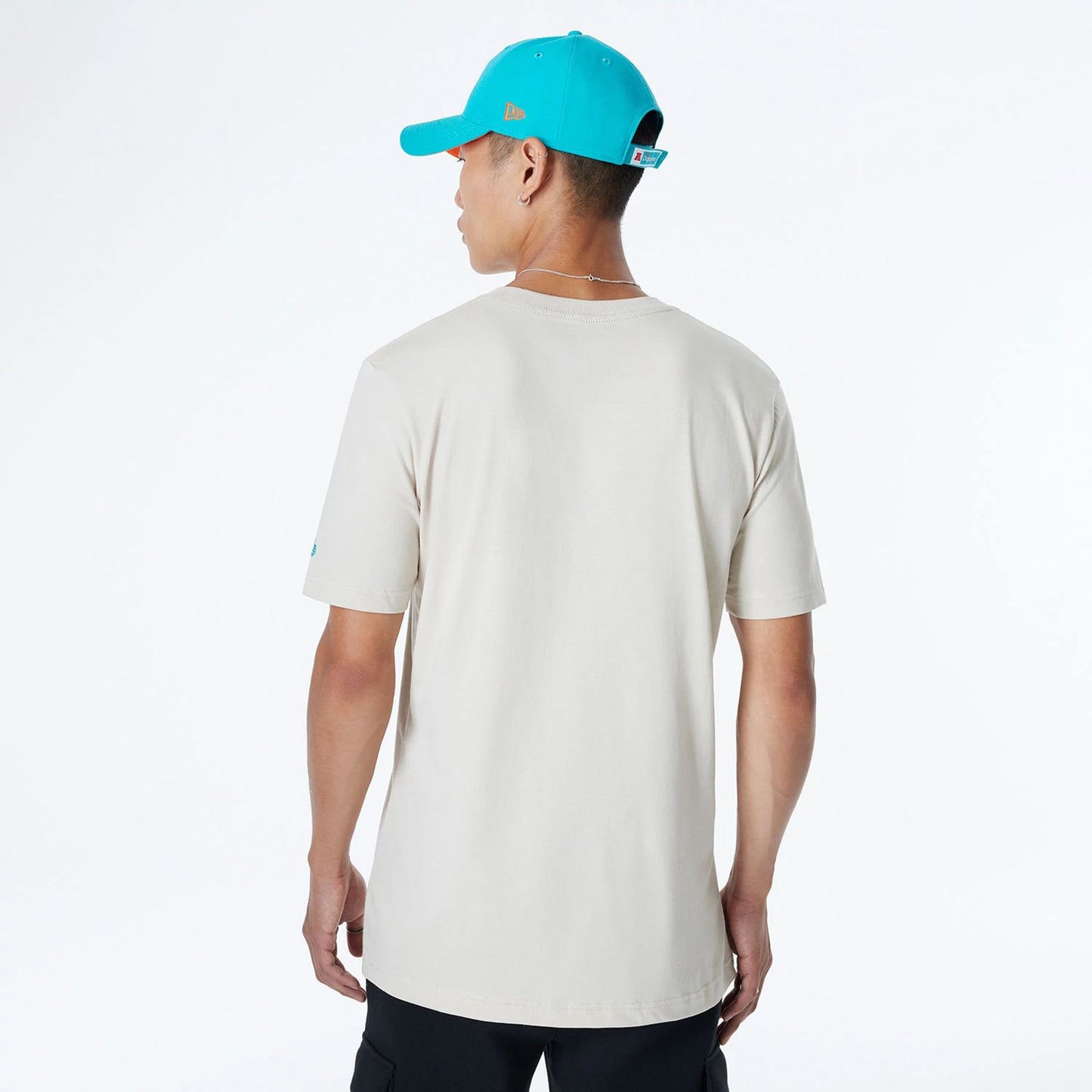 The Male model is wearing Miami Dolphins NFL 3rd Down Historic Light Beige T-Shirt  2