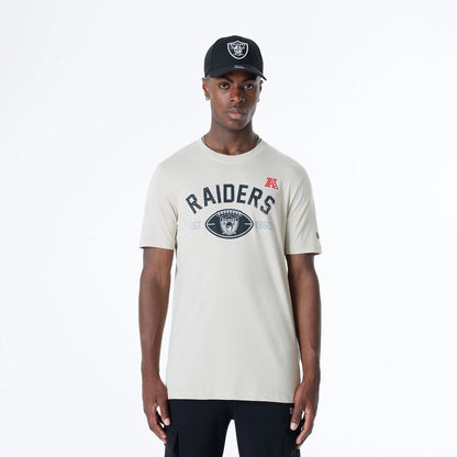 The Male model is wearing Oakland Raiders NFL 3rd Down Historic Light Beige T-Shirt 1