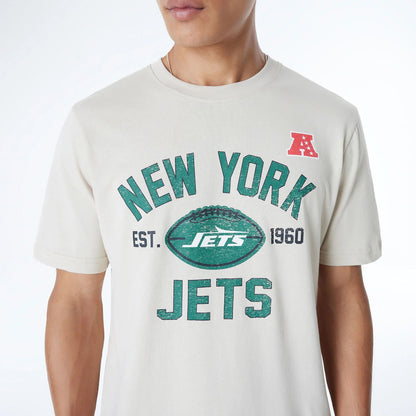 The Male model is wearing New York Jets NFL 3rd Down Historic Light Beige T-Shirt 3