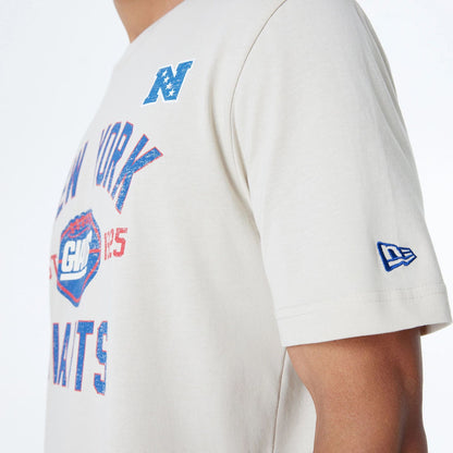 The Male model is wearing New York Giants NFL 3rd Down Historic Light Beige T-Shirt  4