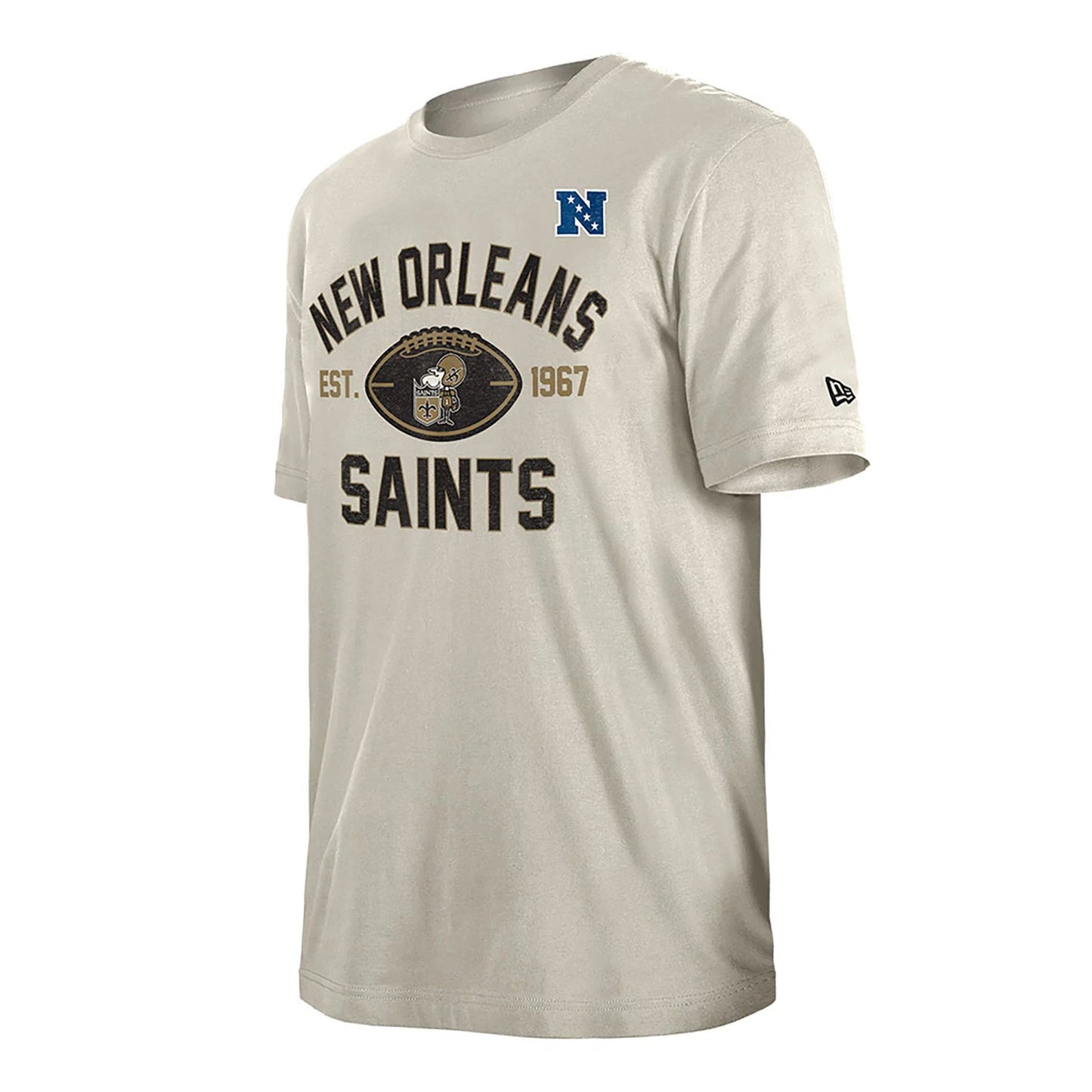 The Male model is wearing New Orleans Saints NFL 3rd Down Historic Light Beige T-Shirt  3