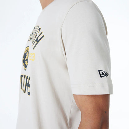 The Male model is wearing Pittsburgh Steelers NFL 3rd Down Historic Light Beige T-Shirt  4