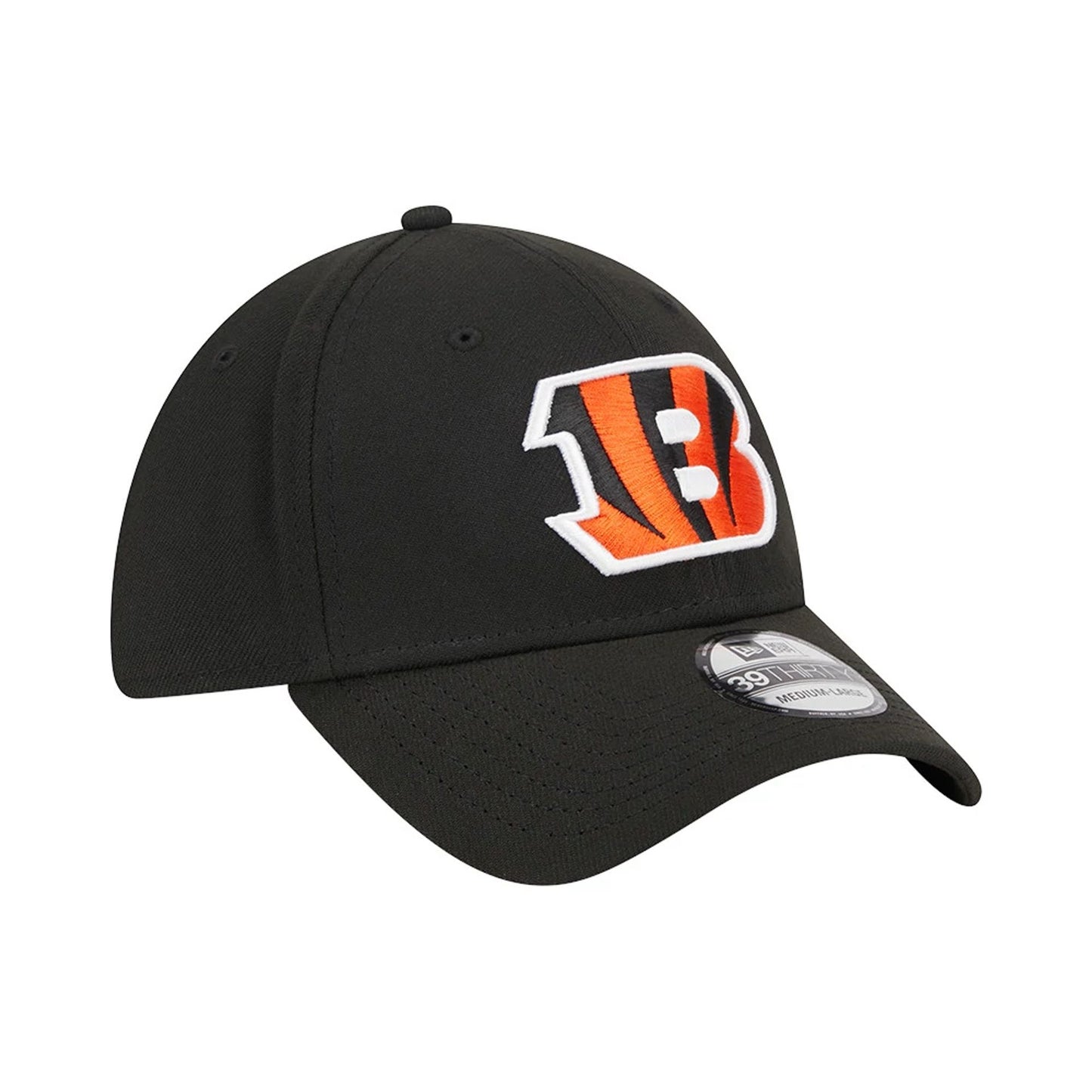 This is a Cincinnati Bengals NFL Team Logo Black 39THIRTY Stretch Fit Cap 1