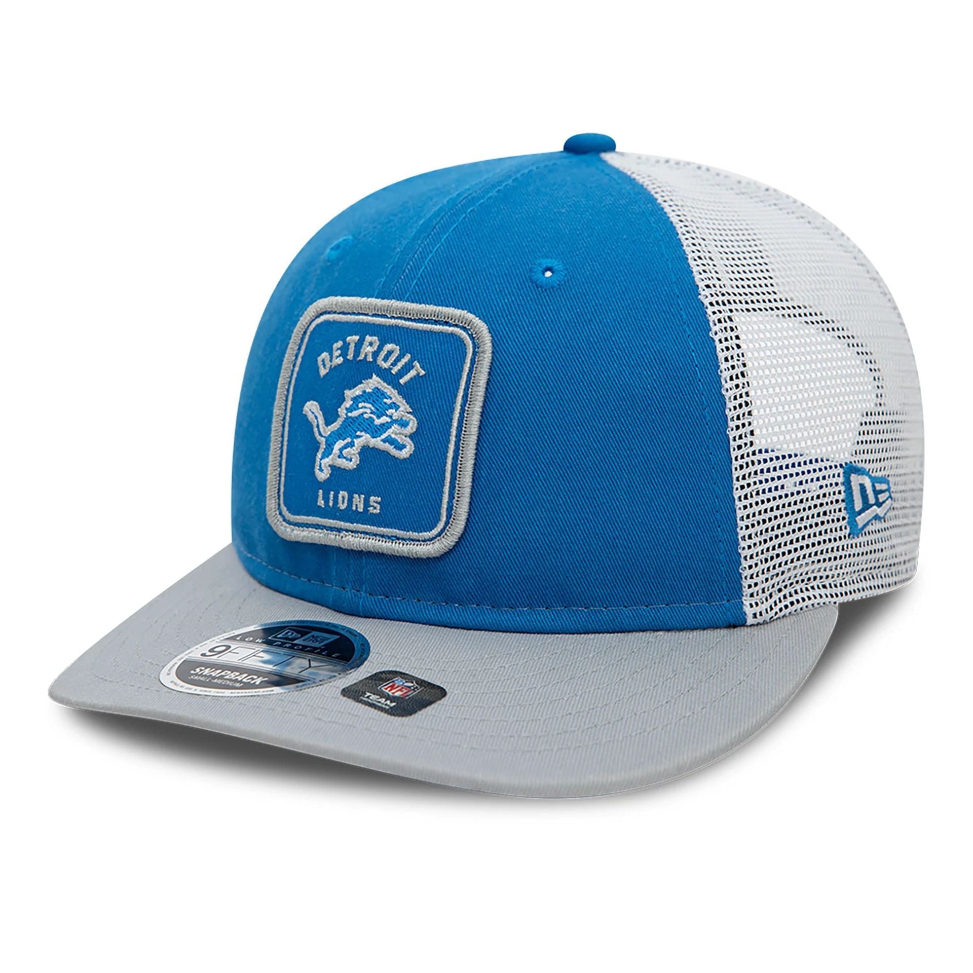 This is a Detroit Lions NFL Patch Blue Low Profile 9FIFTY Snapback Cap 1