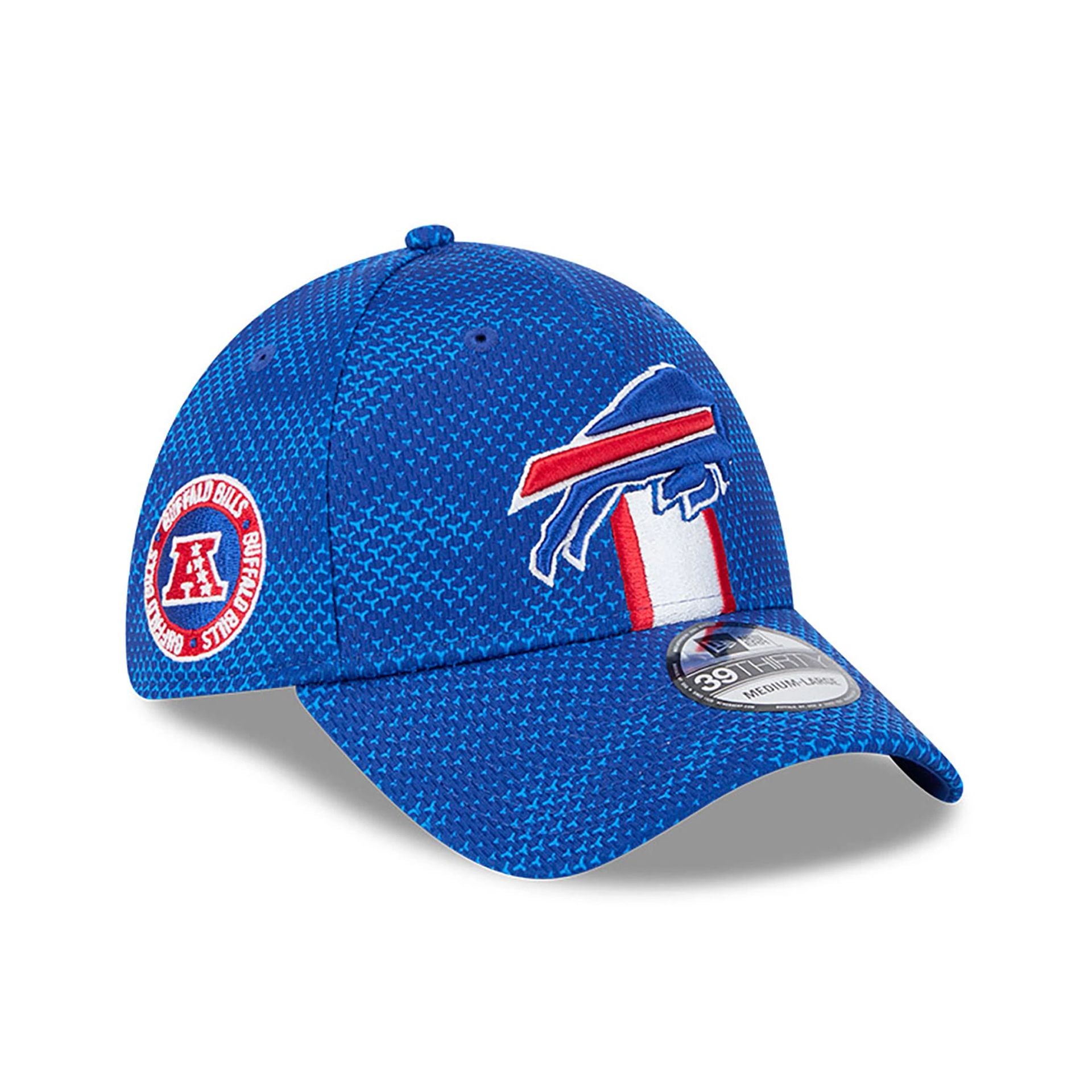 This is a Buffalo Bills NFL Sideline 2024 Blue 39THIRTY Stretch Fit Cap 1