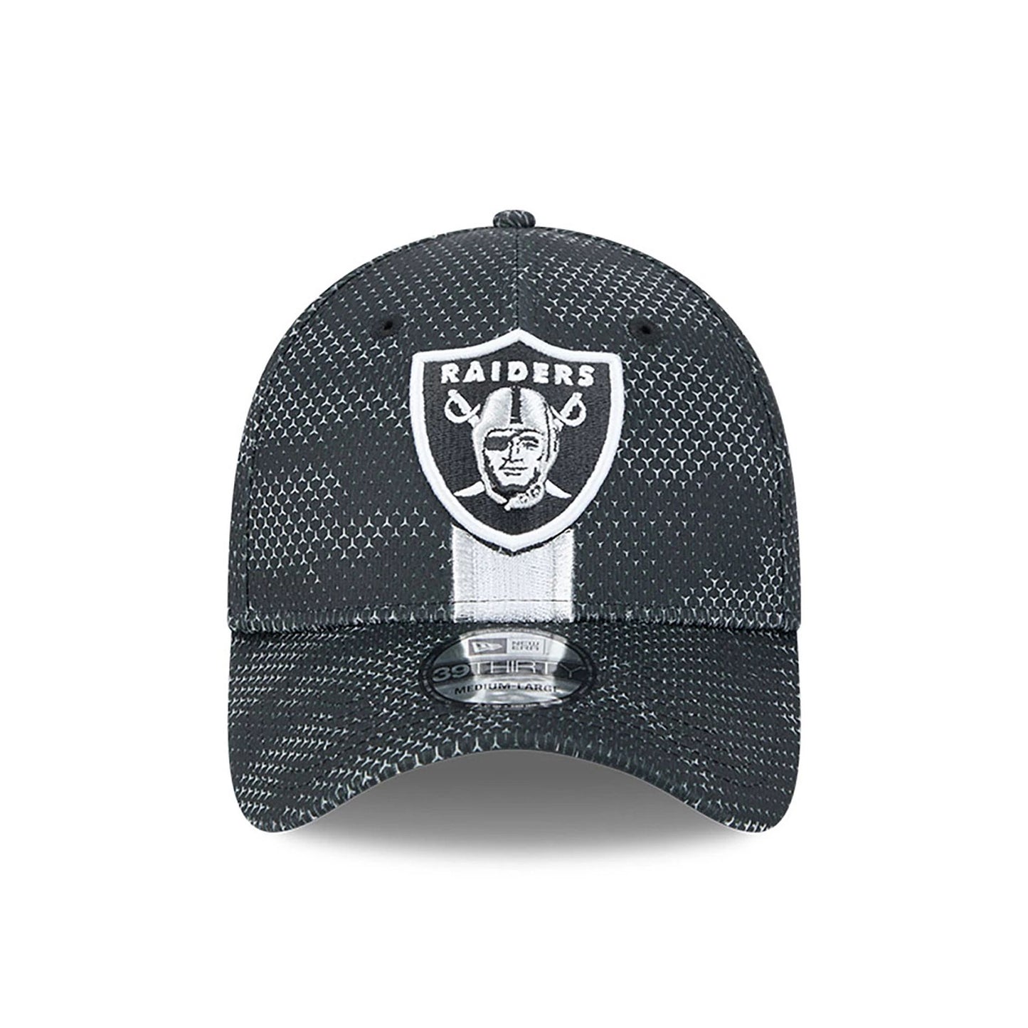 This is a Las Vegas Raiders NFL Sideline 2024 Black 39THIRTY Stretch Fit Cap 2