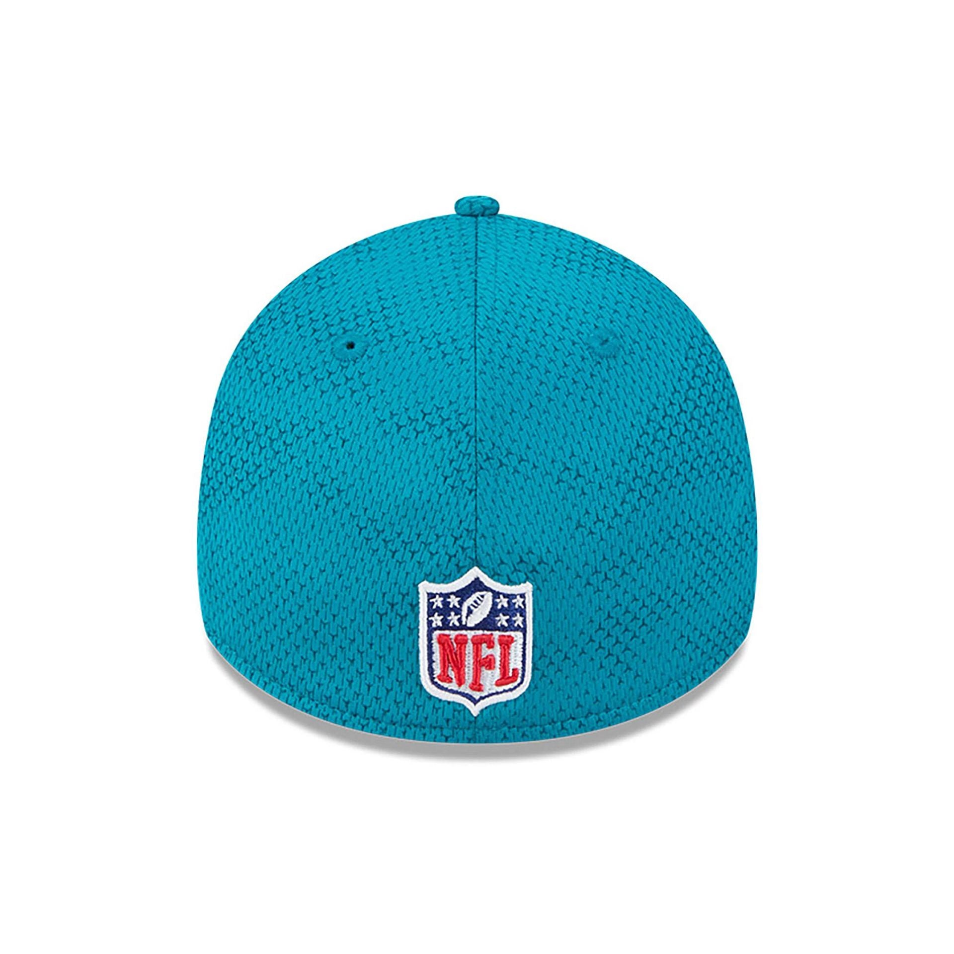 This is a Jacksonville Jaguars NFL Sideline 2024 Turquoise 39THIRTY Stretch Fit Cap 5