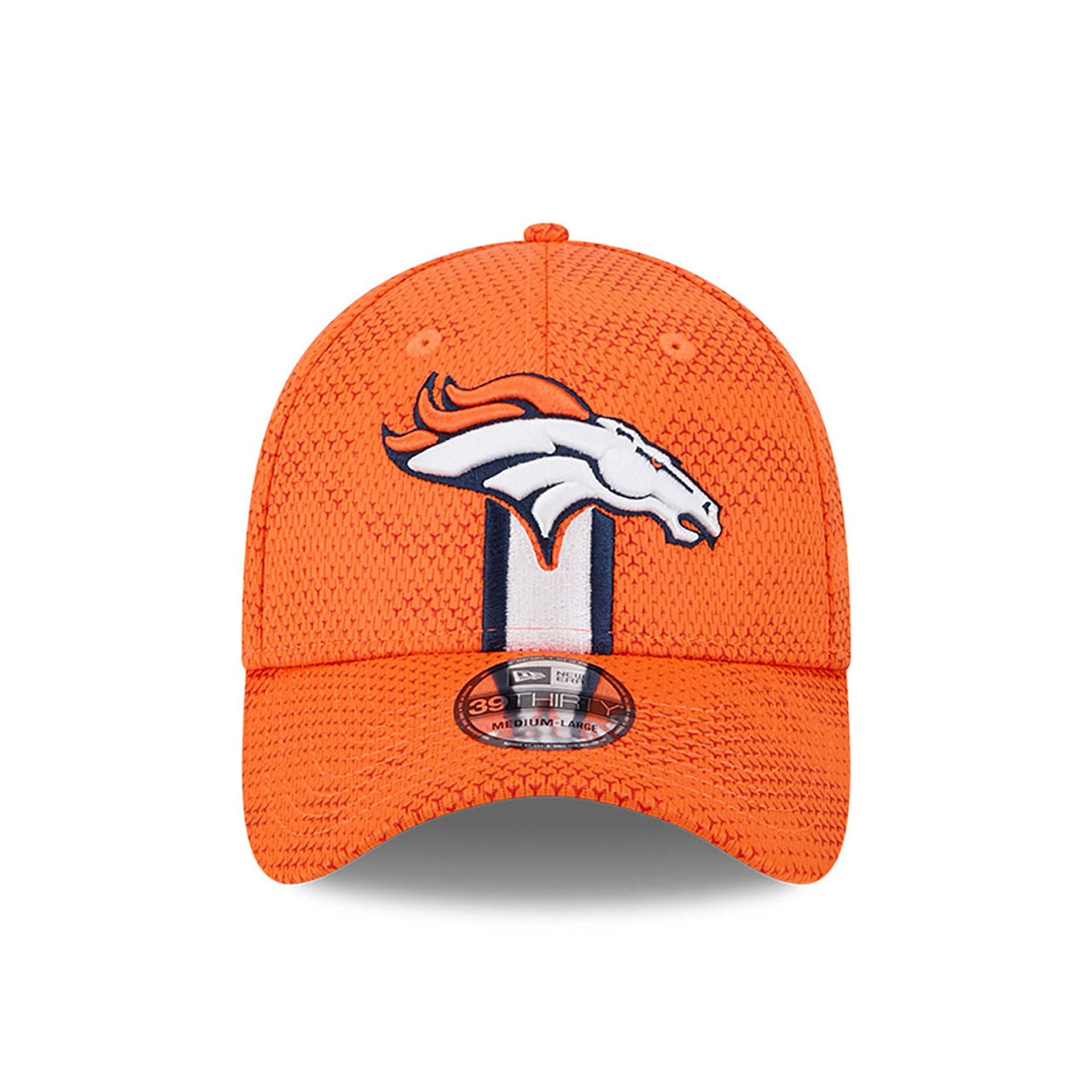 This is a Denver Broncos NFL Sideline 2024 Orange 39THIRTY Stretch Fit Cap 2