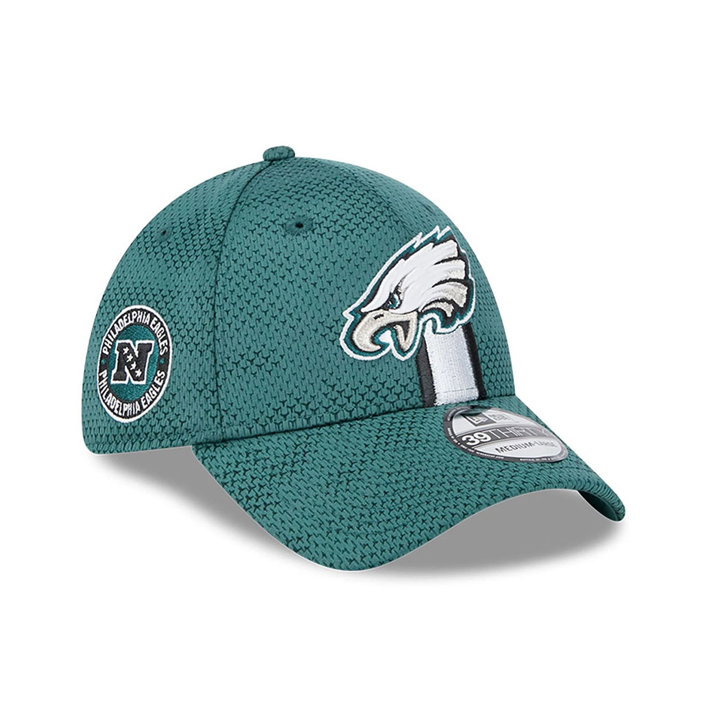 This is a Philadelphia Eagles NFL Sideline 2024 Dark Green 39THIRTY Stretch Fit Cap 1