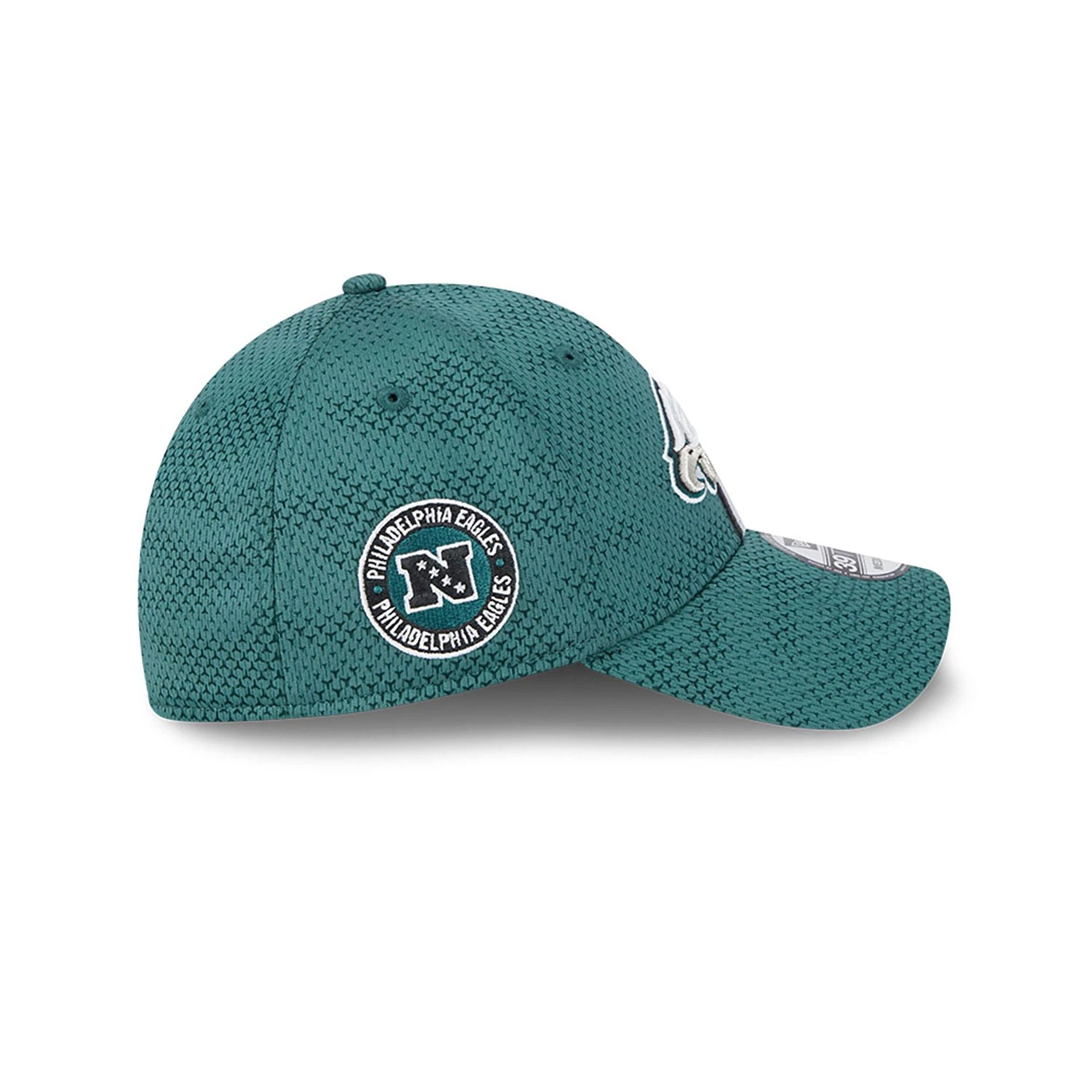 This is a Philadelphia Eagles NFL Sideline 2024 Dark Green 39THIRTY Stretch Fit Cap 6