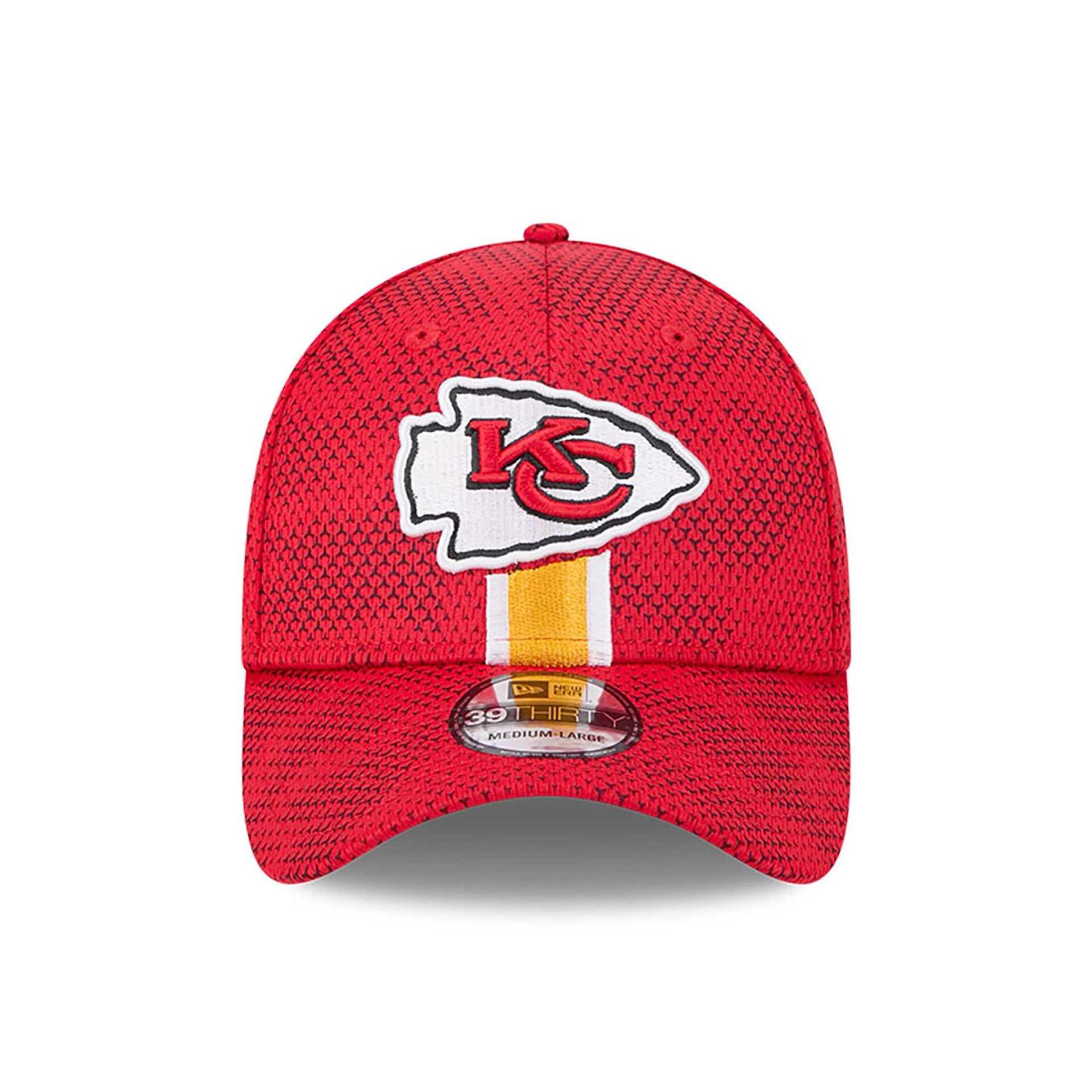 This is a Kansas City Chiefs NFL Sideline 2024 Red 39THIRTY Stretch Fit Cap 2