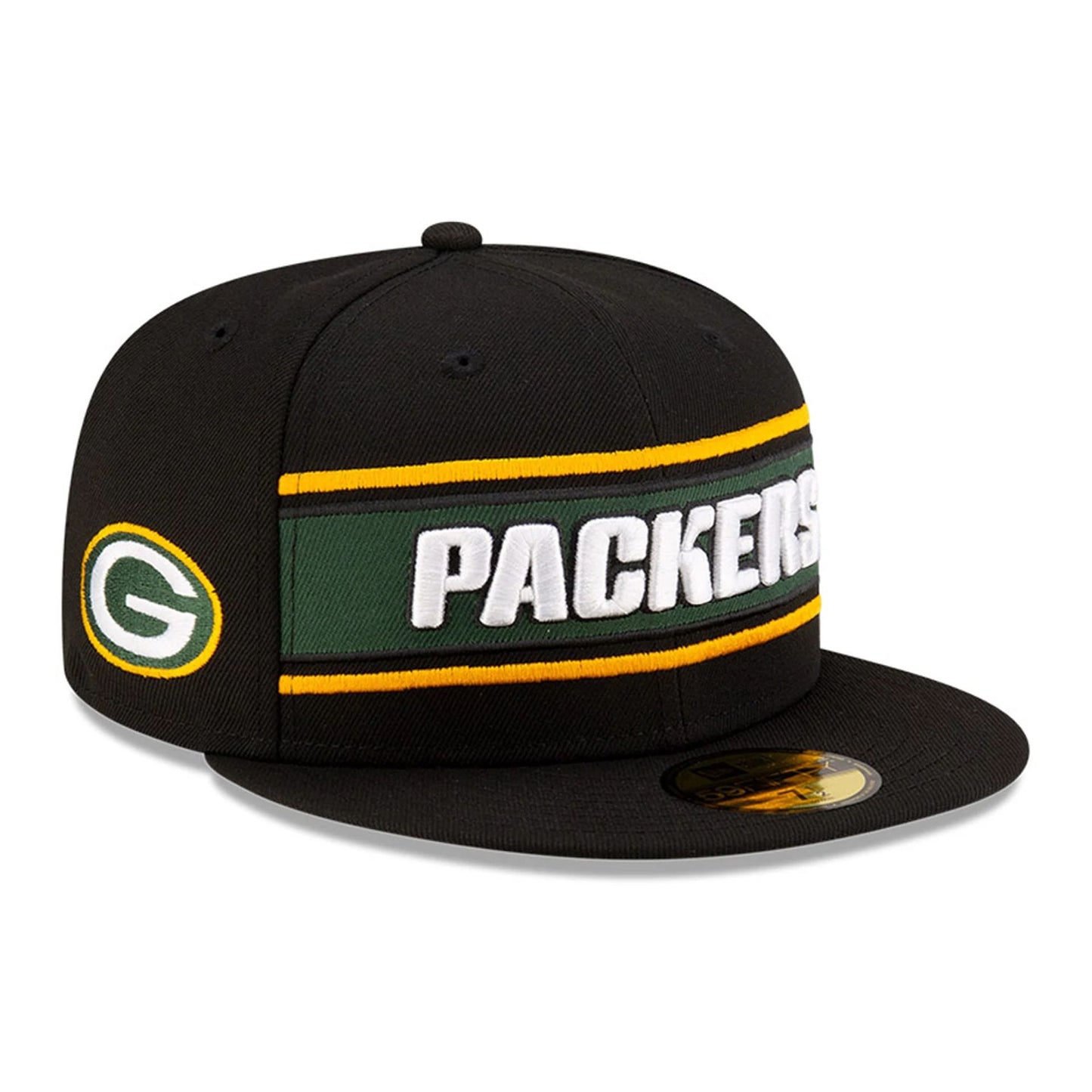 This is a Green Bay Packers NFL Sideline 2024 Black 59FIFTY Fitted Cap 1