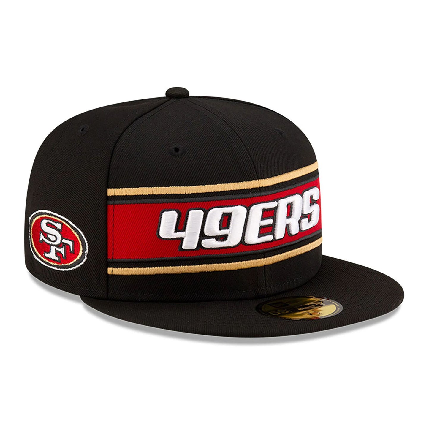 This is a San Francisco 49Ers NFL Sideline 2024 Black 59FIFTY Fitted Cap 1