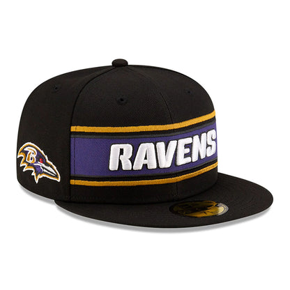 This is a Baltimore Ravens NFL Sideline 2024 Black 59FIFTY Fitted Cap 1