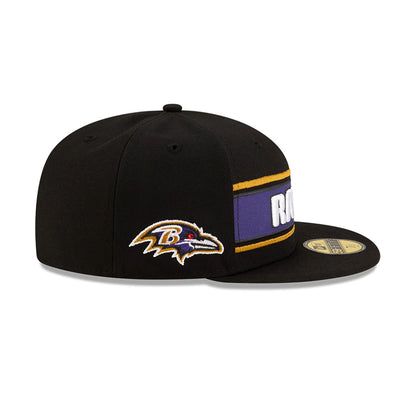 This is a Baltimore Ravens NFL Sideline 2024 Black 59FIFTY Fitted Cap 6