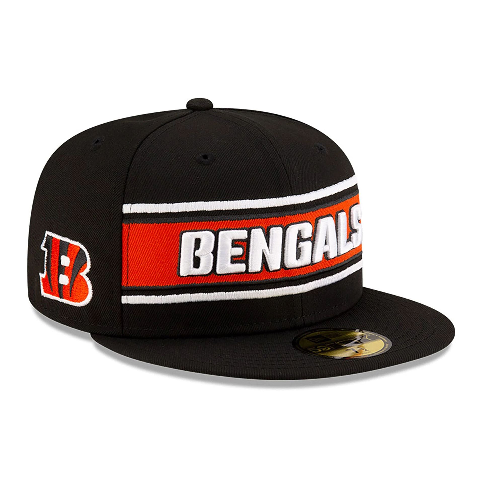 This is a Cincinnati Bengals NFL Sideline 2024 Black 59FIFTY Fitted Cap 1