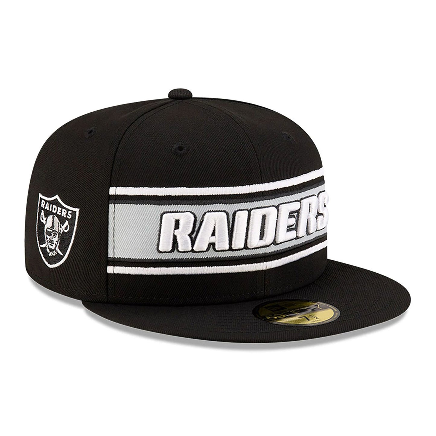 This is a Las Vegas Raiders NFL Sideline 2024 Black 59FIFTY Fitted Cap 1