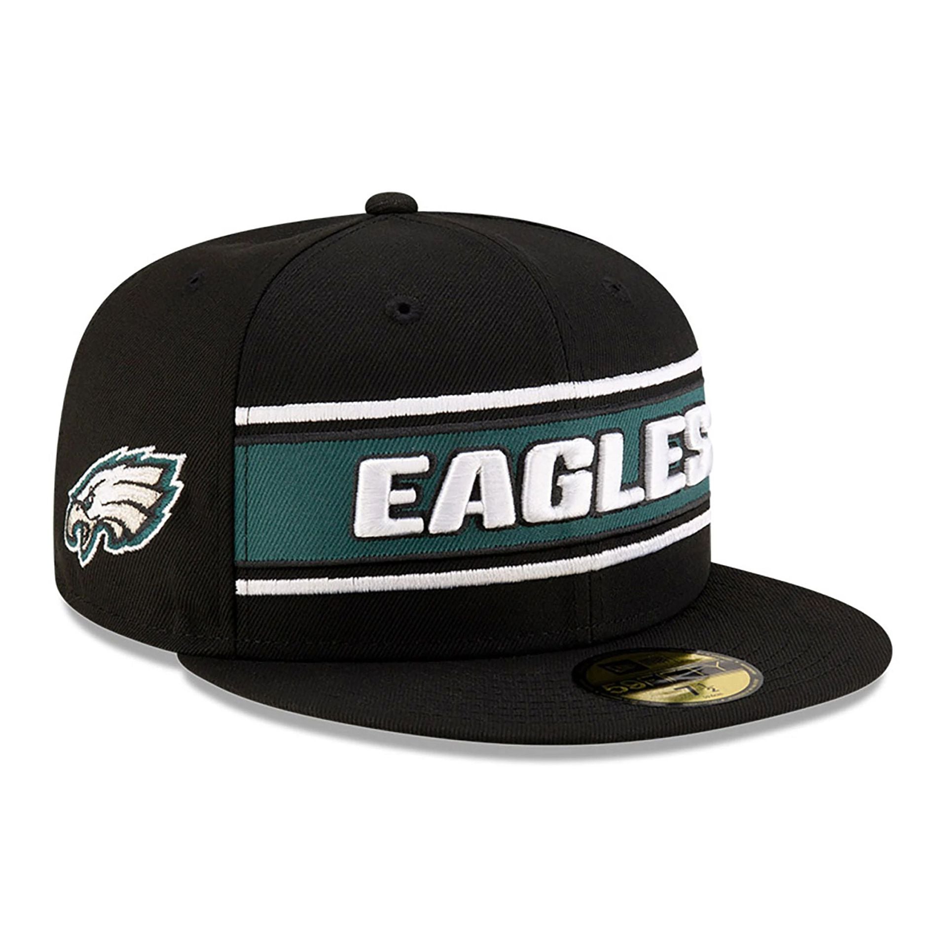 This is a Philadelphia Eagles NFL Sideline 2024 Black 59FIFTY Fitted Cap 1