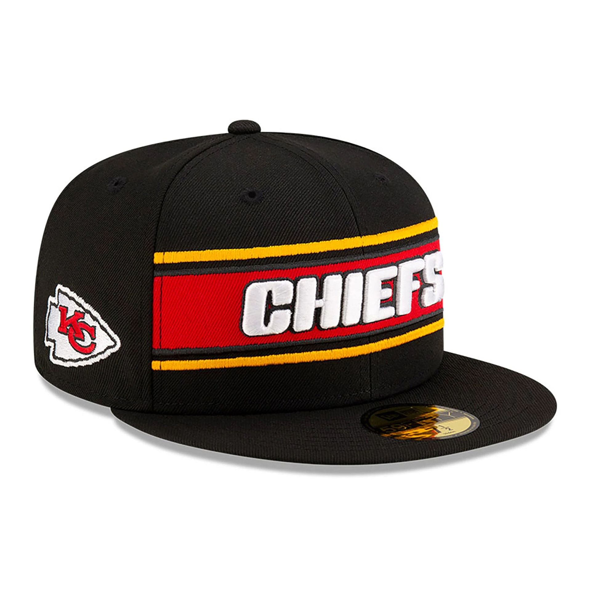 This is a Kansas City Chiefs NFL Sideline 2024 Black 59FIFTY Fitted Cap 1