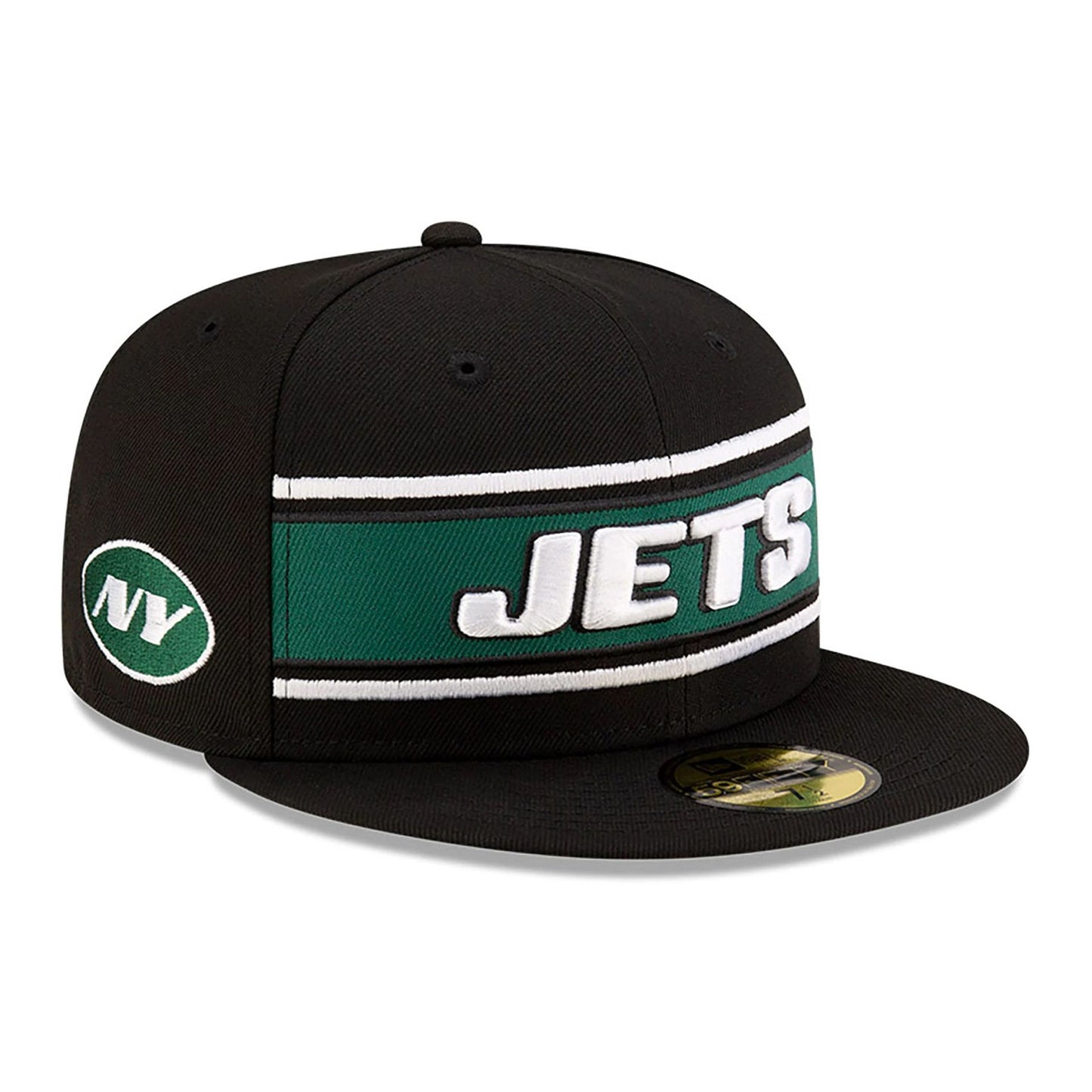 This is a New York Jets NFL Sideline 2024 Black 59FIFTY Fitted Cap 1