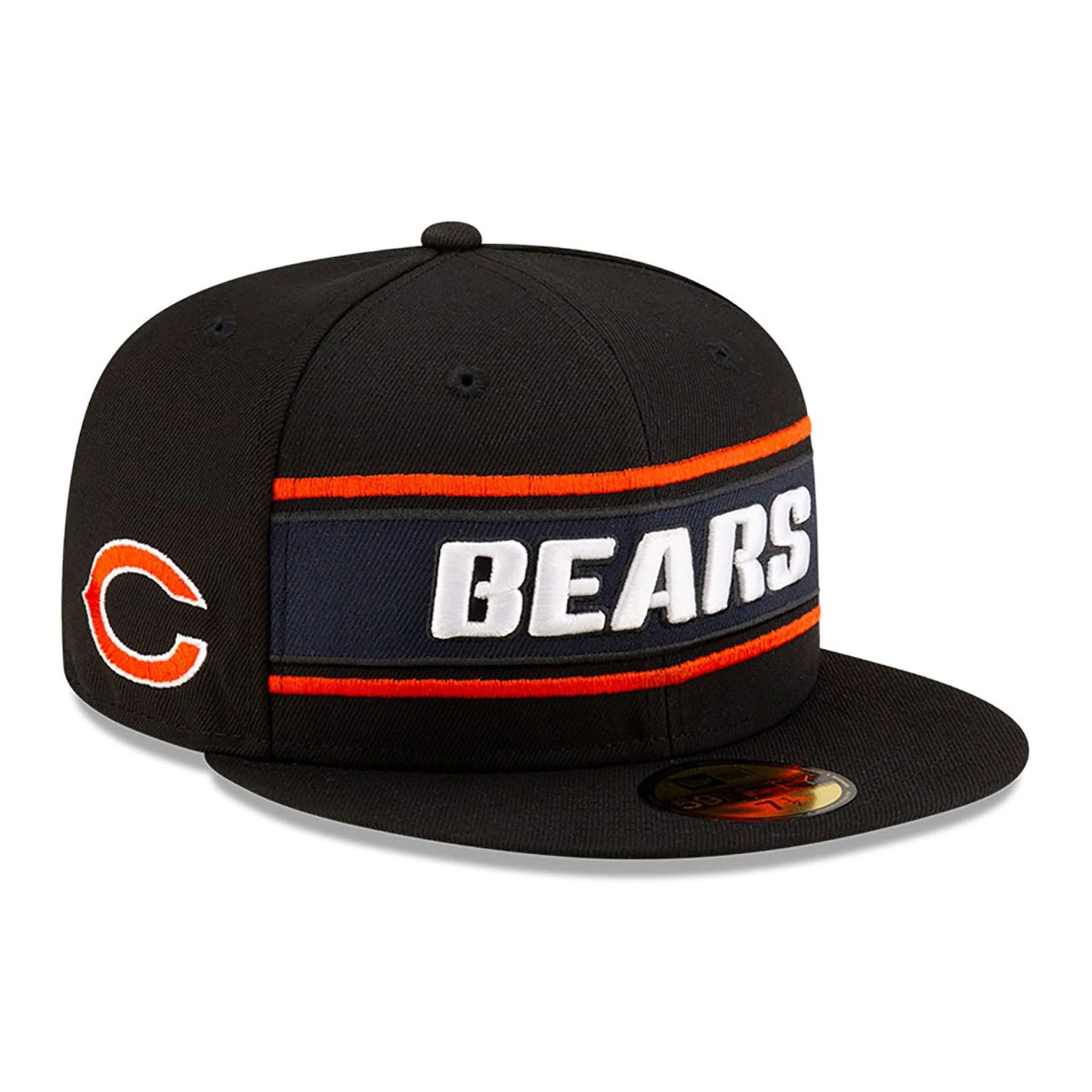 This is a Chicago Bears NFL Sideline 2024 Black 59FIFTY Fitted Cap 1