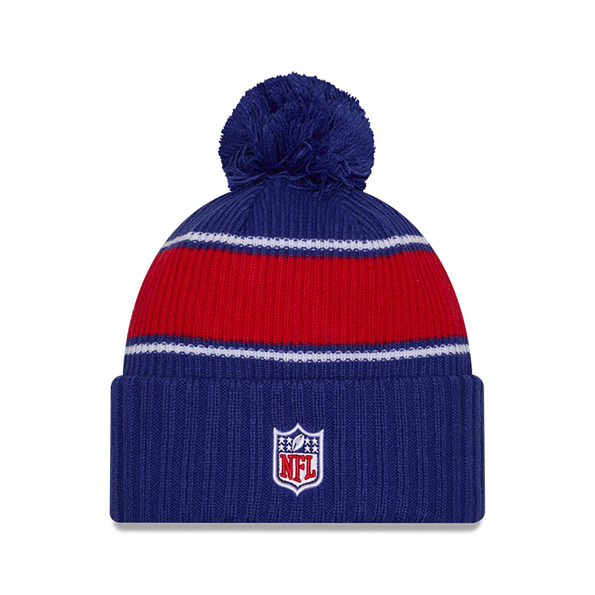 This is a Buffalo Bills NFL Sideline 2024 Blue Sport Knit Beanie Hat 2