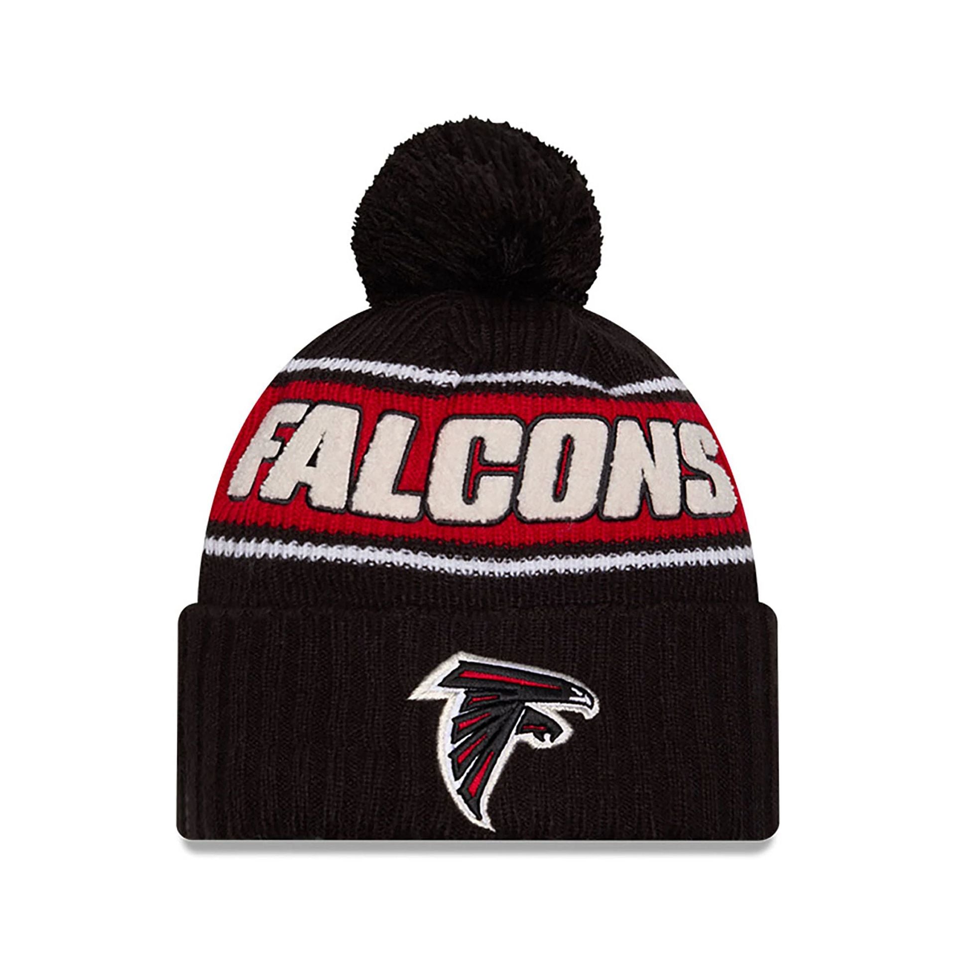 This is a Atlanta Falcons NFL Sideline 2024 Black Sport Knit Beanie Hat 1