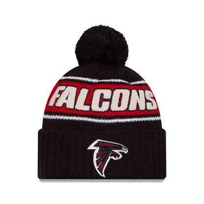 This is a Atlanta Falcons NFL Sideline 2024 Black Sport Knit Beanie Hat 1