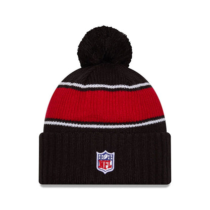 This is a Atlanta Falcons NFL Sideline 2024 Black Sport Knit Beanie Hat 2