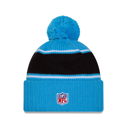 This is a Carolina Panthers NFL Sideline 2024 Blue Sport Knit Beanie Hat 2