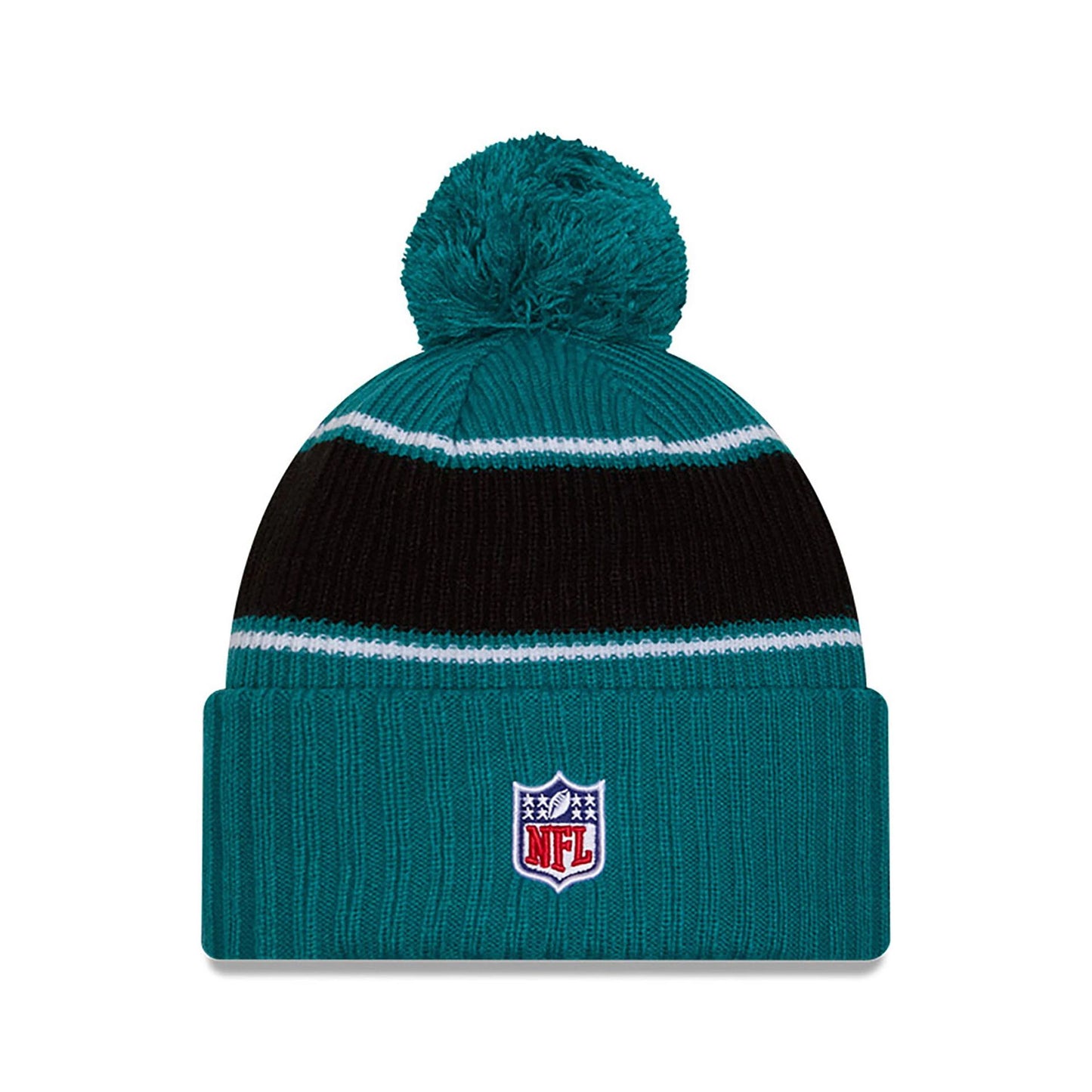 This is a Jacksonville Jaguars NFL Sideline 2024 Turquoise Sport Knit Beanie Hat 2