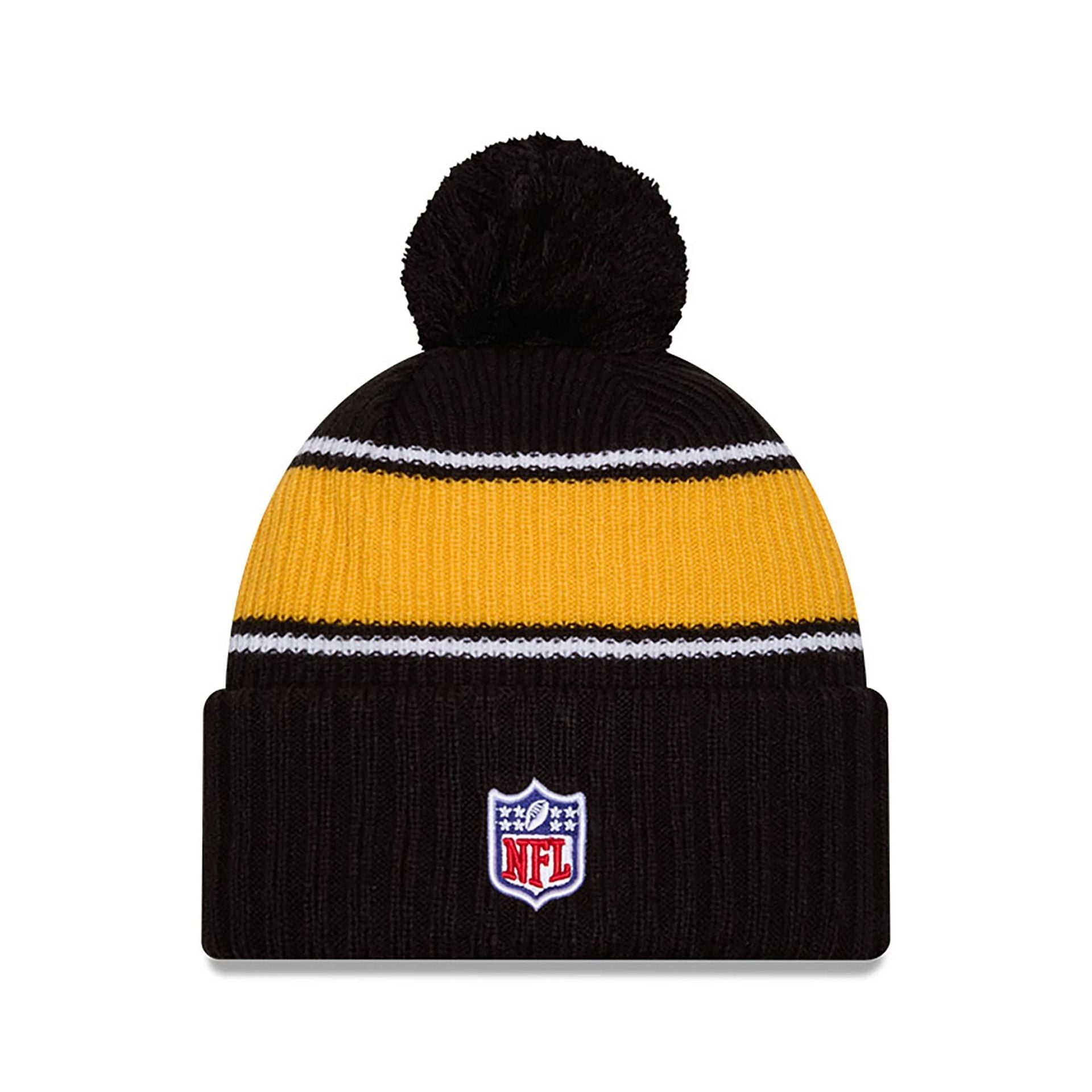 This is a Pittsburgh Steelers NFL Sideline 2024 Black Sport Knit Beanie Hat 2