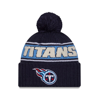 This is a Tennessee Titans NFL Sideline 2024 Dark Blue Sport Knit Beanie Hat 1