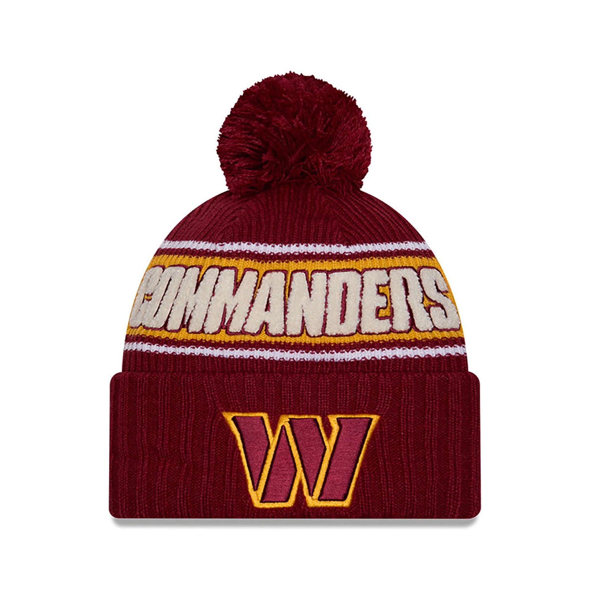 This is a Washington Commanders NFL Sideline 2024 Dark Red Sport Knit Beanie Hat 1