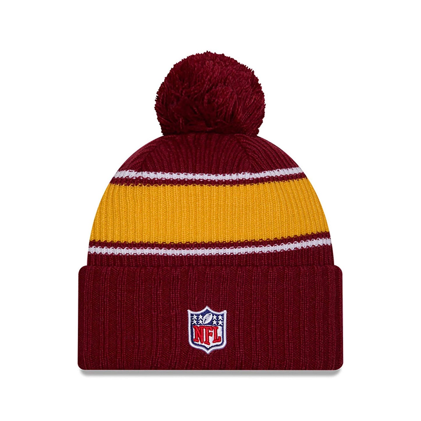 This is a Washington Commanders NFL Sideline 2024 Dark Red Sport Knit Beanie Hat 2