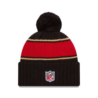 This is a San Francisco 49ers NFL Sideline 2024 Black Sport Knit Beanie Hat 2