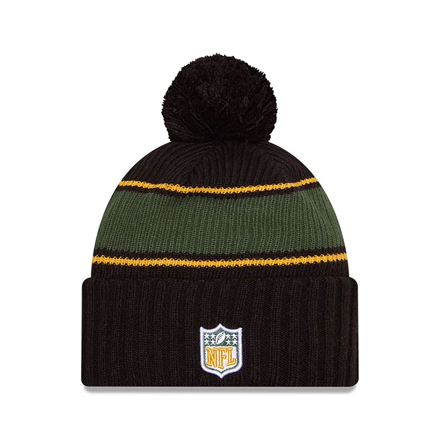 This is a Green Bay Packers NFL Sideline 2024 Black Sport Knit Beanie Hat 2