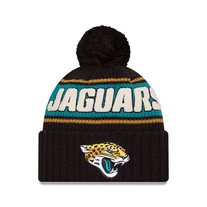 This is a Jacksonville Jaguars NFL Sideline 2024 Black Sport Knit Beanie Hat 1