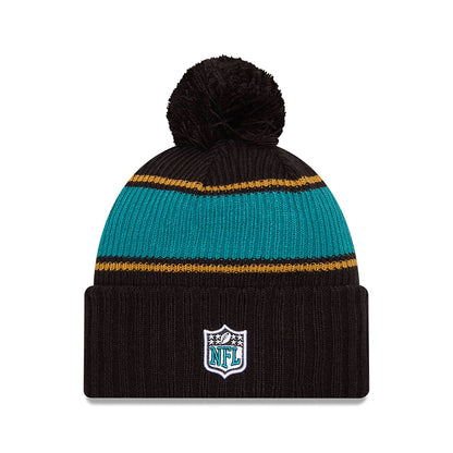 This is a Jacksonville Jaguars NFL Sideline 2024 Black Sport Knit Beanie Hat 2