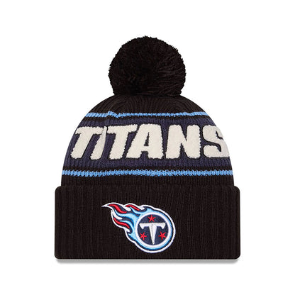 This is a Tennessee Titans NFL Sideline 2024 Black Sport Knit Beanie Hat 1