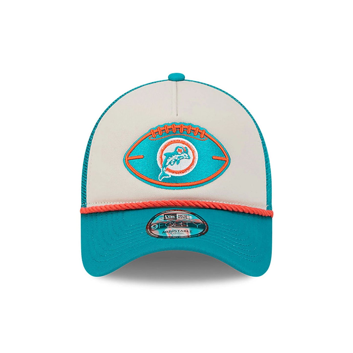 This is a Miami Dolphins NFL Sideline 2024 Historic Turquoise 9FORTY A-Frame Adjustable Cap 2