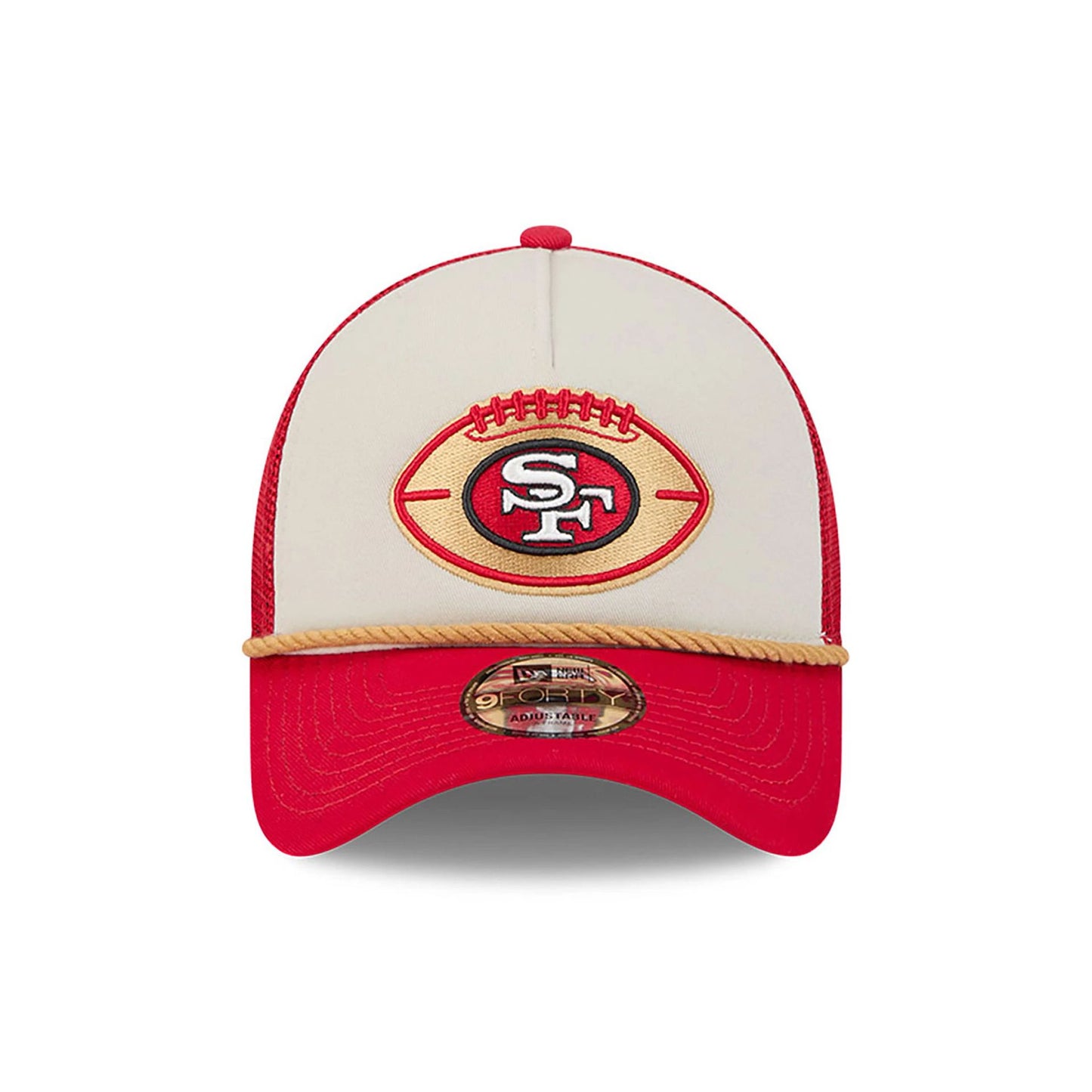 This is a San Francisco 49ers NFL Sideline 2024 Historic Red 9FORTY A-Frame Adjustable Cap 2