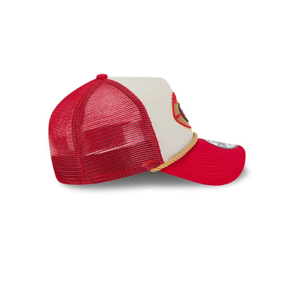 This is a San Francisco 49ers NFL Sideline 2024 Historic Red 9FORTY A-Frame Adjustable Cap 6