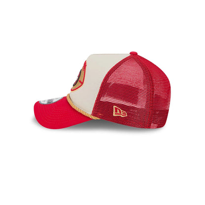 This is a San Francisco 49ers NFL Sideline 2024 Historic Red 9FORTY A-Frame Adjustable Cap 7