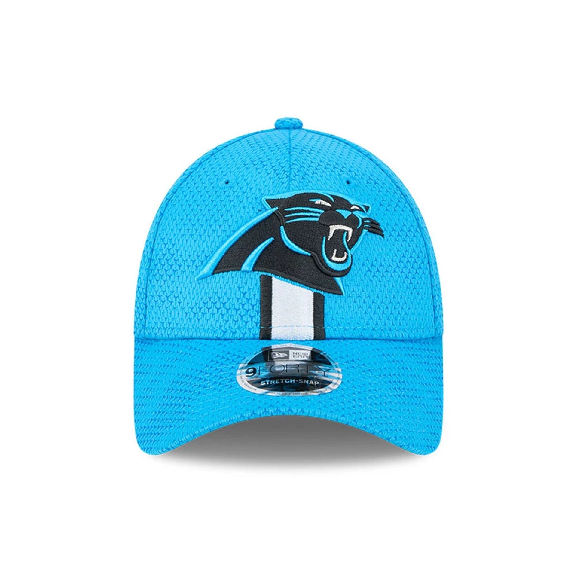 This is a Carolina Panthers Youth NFL Sideline 2024 Blue 9FORTY Stretch Snap Adjustable Cap 2