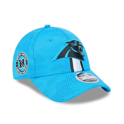 This is a Carolina Panthers Youth NFL Sideline 2024 Blue 9FORTY Stretch Snap Adjustable Cap 3