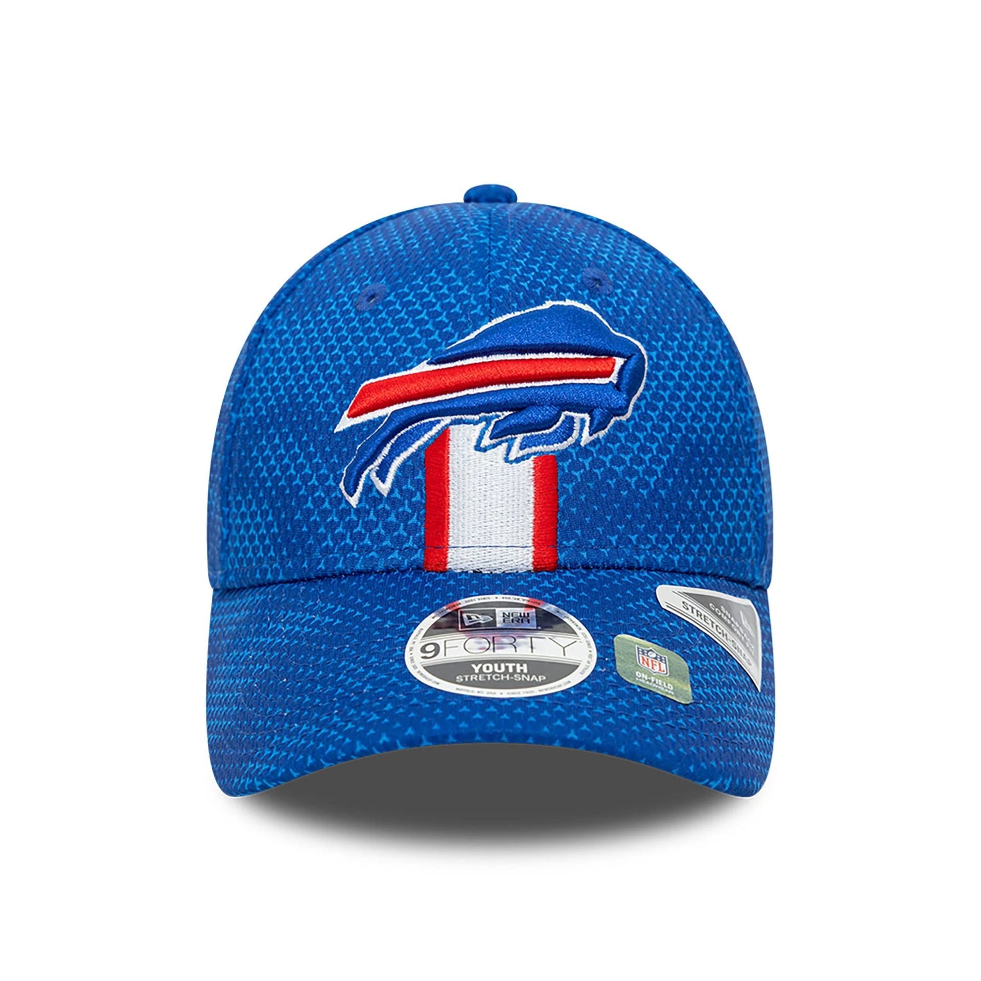 This is a Buffalo Bills Youth NFL Sideline 2024 Blue 9FORTY Stretch Snap Cap 2