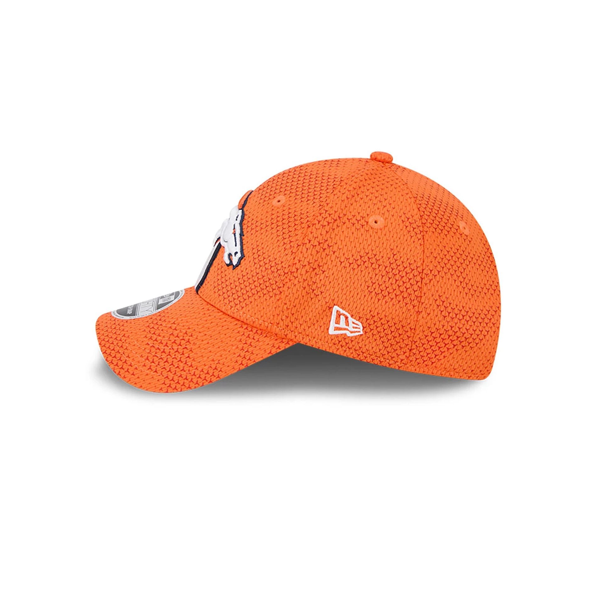 This is a Denver Broncos NFL Sideline 2024 Orange 9FORTY Stretch Snap Cap 7