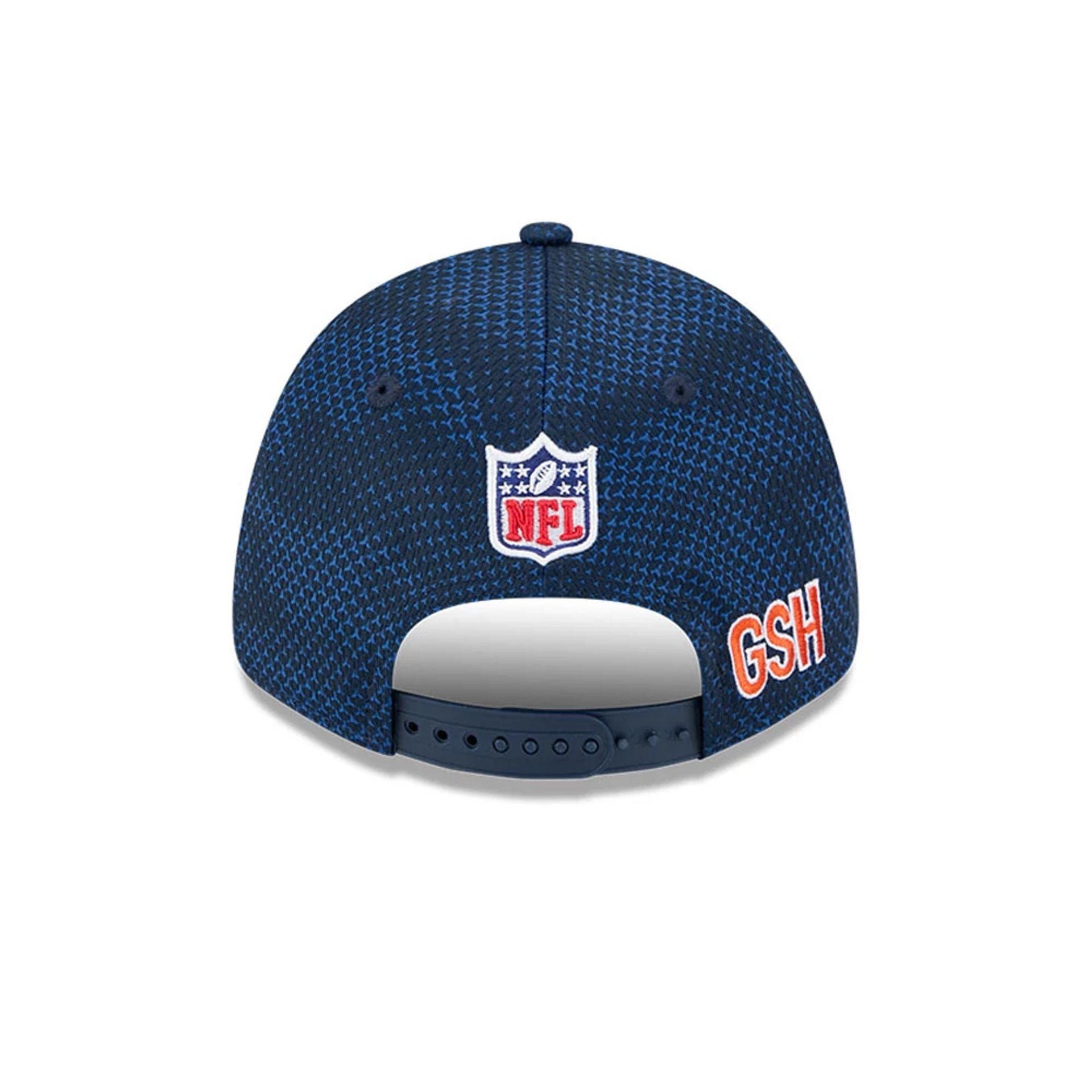 This is a Chicago Bears NFL Sideline 2024 Navy 9FORTY Stretch Snap Adjustable Cap 5