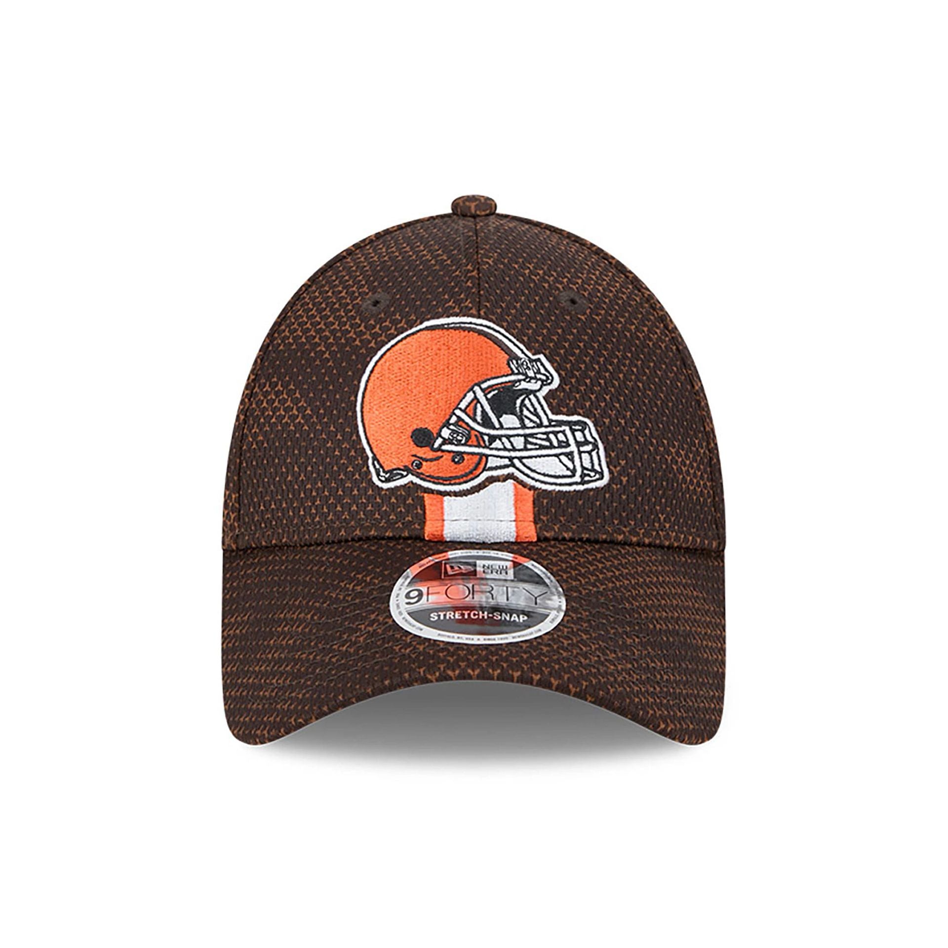 This is a Cleveland Browns NFL Sideline 2024 Dark Brown 9FORTY Stretch Snap Cap 2